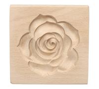 Sourcing Map Wooden Cookie Mould 3.94" x 3.94" Rose Flower Carved Biscuit Press Stamp