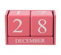 sourcing map Wooden Desk Calendar, Wood Block Perpetual Calendar Vintage with 5 Blocks Reusable Month Date Display for Desk Office Home Desktop Decoration, Dark Pink
