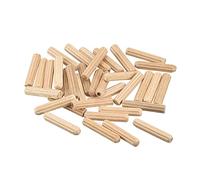 sourcing map Wooden Dowel Pins 36pcs 4x20mm(5/32"x3/4") Fluted Beveled Ends Wood Dowel Pegs Kiln Dried Hardwood for Woodworking Furniture Shelf