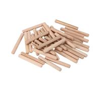 sourcing map Wooden Dowel Pins 40pcs 8x60mm(0.31"x2.36") Fluted Beveled Ends Wood Dowel Pegs Dried Hardwood for Woodworking Furniture Shelf