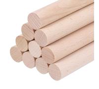 sourcing map Wooden Dowel Rods, 15mmx200mm Round Wooden Rod Unfinished Solid Wood Sticks Crafts Wand for Arts Decoration, Craft and DIY Projects Wand,Pack of 10