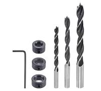 sourcing map Wooden Drilling Tool Set, 6mm 8mm 10mm Wood Drill Bit, Drill Stop with Wrench, 7in1 Set