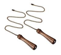sourcing map Wooden Pillars Walnut Pendant 12 inch Bronze Pull Chain Extension Beaded Pulls Ornament for Ceiling Light Fans Pack of 2