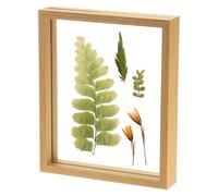 sourcing map Wooden Pressed Flower Frame Handmade, 8.5x10 Inch Rectangle Floating Picture Frame Double Glass for Artwork Photo Tabletop Display, Natural Wood