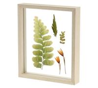 sourcing map Wooden Pressed Flower Frame Handmade, 8.5x10 Inch Rectangle Floating Picture Frame Double Glass for Artwork Photo Tabletop Display, White Wood
