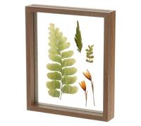 sourcing map Wooden Pressed Flower Frame Handmade, 8.5x10 Inch Rectangle Floating Picture Frame Double Glass for Artwork Photo Tabletop Display, Brown