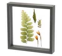 sourcing map Wooden Pressed Flower Frame Handmade, 8x8 Inch Square Floating Picture Frame Double Glass for Artwork Photo Tabletop Display, Black Wood
