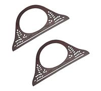 sourcing map Wooden Purse Handles, 10" 2Pcs D Shape Pattern Handbag Handle Replacement Accessories for Purse Making DIY Handmade Beach Bag Straw Bag, Red Brown