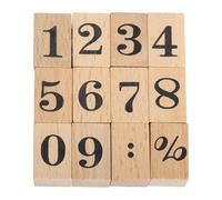 sourcing map Wooden Rubber Stamp Set, 1" x 0.6" x 1" Decorative Wood Rubber Stamps for DIY Crafting Scrapbooking Diary Planner Journals Cards, Pack of 12 (Number)