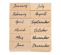 sourcing map Wooden Rubber Stamp Set, 1" x 0.6" x 1" Decorative Wood Rubber Stamps for DIY Crafting Scrapbooking Diary Planner Journals Cards, Pack of 12 (Month)