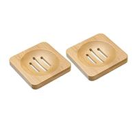 sourcing map Wooden Soap Dish, 2Pack Natural Bamboo Soap Tray Soap Holder Saver with Self Draining for Bathroom, Bathtub, Kitchen Sink