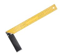 sourcing map Woodworking Square Ruler 14" Carbon Steel Try Square Metric Precision Framing Carpenter Tool Right Angle Ruler with Aluminium Handle for Professional Carpentry, Yellow Black