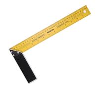 sourcing map Woodworking Square Ruler 14" Carbon Steel Try Square Precision Framing Carpenter Tool Right Angle Ruler with Aluminium Handle for Professional Carpentry, Yellow Black