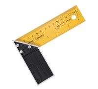 sourcing map Woodworking Square Ruler 15cm Carbon Steel Try Square Precision Framing Carpenter Tool Right Angle Ruler with Aluminium Handle for Professional Carpentry, Yellow Black
