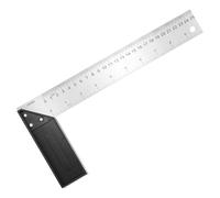 sourcing map Woodworking Square Ruler 25cm Stainless Steel Try Square Precision Framing Carpenter Tool Metal Right Angle Ruler with Plastic Handle for Professional Carpentry, Silver Black
