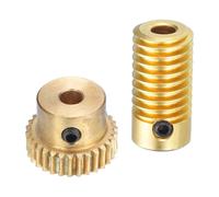sourcing map Worm Gear Set - 0.5 Module 30:1 Reduction Rate 4mm Hole Dia Gear Shaft and 4mm Hole Dia Gear Wheel 30T Drive Gear Box (Brass)