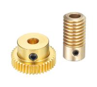 sourcing map Worm Gear Set - 0.5 Module 40:1 Reduction Rate 5mm Hole Dia Gear Shaft and 5mm Hole Dia Gear Wheel 40T Drive Gear Box (Brass)