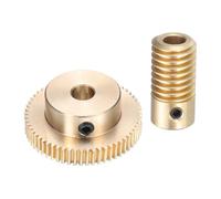 sourcing map Worm Gear Set - 0.5 Module 60:1 Reduction Rate 5mm Hole Dia Gear Shaft and 6mm Hole Dia Gear Wheel 60T Drive Gear Box (Brass)
