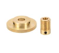 sourcing map Worm Gear Set 100T 0.5 Module 100:1 Reduction Rate, Right Rotation Drive Gear Box Wheel Reduce Transmission Part (Brass Gear-12mm Bore, Brass Rod 6mm Bore)