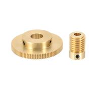 sourcing map Worm Gear Set 100T 0.5 Module 100:1 Reduction Rate, Right Rotation Drive Gear Box Wheel Reduce Transmission Part (Brass Gear-12mm Bore, Brass Rod 5mm Bore)