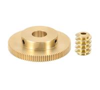 sourcing map Worm Gear Set 100T 0.5 Module 100:1 Reduction Rate, Right Rotation Drive Gear Box Wheel Reduce Transmission Part (Brass Gear-12mm Bore, Brass Rod 1.98mm Bore)