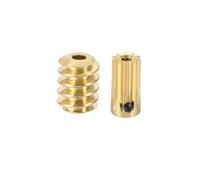sourcing map Worm Gear Set 10T 0.5 Module 10:1 Reduction Rate, Right Rotation Drive Gear Box Wheel Reduce Transmission Part (Brass Gear-2mm Bore, Brass Rod 1.98mm Bore)