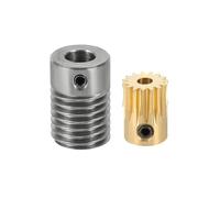 sourcing map Worm Gear Set 15T 0.5 Module 15:1 Reduction Rate, Right Rotation Drive Gear Box Wheel Reduce Transmission Part (Brass Gear-3mm Bore, #45 Steel Rod 6mm Bore)