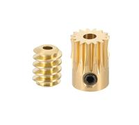 sourcing map Worm Gear Set 15T 0.5 Module 15:1 Reduction Rate, Right Rotation Drive Gear Box Wheel Reduce Transmission Part (Brass Gear-3mm Bore, Brass Rod 1.98mm Bore)