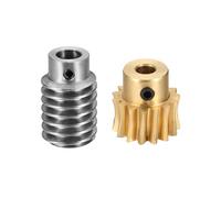 sourcing map Worm Gear Set 15T 1 Module 15:1 Reduction Rate, Right Rotation Drive Gear Box Wheel Reduce Transmission Part (Brass Gear-5mm Bore, #45 Steel Rod 8mm Bore)