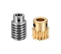 sourcing map Worm Gear Set 15T 1 Module 15:1 Reduction Rate, Right Rotation Drive Gear Box Wheel Reduce Transmission Part (Brass Gear-8mm Bore, #45 Steel Rod 8mm Bore)