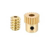 sourcing map Worm Gear Set 20T 0.5 Module 20:1 Reduction Rate, Right Rotation Drive Gear Box Wheel Reduce Transmission Part (Brass Gear-4mm Bore, Brass Rod 1.98mm Bore)