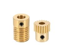 sourcing map Worm Gear Set 20T 0.5 Module 20:1 Reduction Rate, Right Rotation Drive Gear Box Wheel Reduce Transmission Part (Brass Gear-4mm Bore, Brass Rod 6mm Bore)