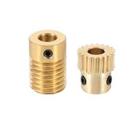 sourcing map Worm Gear Set 20T 0.5 Module 20:1 Reduction Rate, Right Rotation Drive Gear Box Wheel Reduce Transmission Part (Brass Gear-5mm Bore, Brass Rod 6mm Bore)