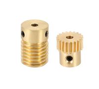 sourcing map Worm Gear Set 20T 0.5 Module 20:1 Reduction Rate, Right Rotation Drive Gear Box Wheel Reduce Transmission Part (Brass Gear-3mm Bore, Brass Rod 3mm Bore)