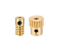 sourcing map Worm Gear Set 20T 0.5 Module 20:1 Reduction Rate, Right Rotation Drive Gear Box Wheel Reduce Transmission Part (Brass Gear-3mm Bore, Brass Rod 2mm Bore)