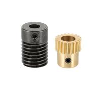 sourcing map Worm Gear Set 20T 0.5 Module 20:1 Reduction Rate, Right Rotation Drive Gear Box Wheel Reduce Transmission Part (Brass Gear-6mm Bore, #45 Steel Rod 5mm Bore)