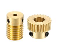 sourcing map Worm Gear Set 25T 0.5 Module 1:25 Reduction Rate, Right Rotation Drive Gear Box Wheel Reduce Transmission Part (Brass Gear-6mm Bore, Brass Rod 3mm Bore)