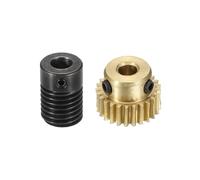 sourcing map Worm Gear Set 25T 0.5 Module 1:25 Reduction Rate, Right Rotation Drive Gear Box Wheel Reduce Transmission Part (Brass Gear-4mm Bore, 1045 Steel Rod 6mm Bore)