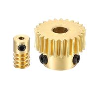 sourcing map Worm Gear Set 25T 0.5 Module 1:25 Reduction Rate, Right Rotation Drive Gear Box Wheel Reduce Transmission Part (Brass Gear-4mm Bore, Brass Rod 2mm Bore)