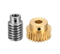 sourcing map Worm Gear Set 25T 1 Module 25:1 Reduction Rate, Right Rotation Drive Gear Box Wheel Reduce Transmission Part (Brass Gear-8mm Bore, #45 Steel Rod 8mm Bore)