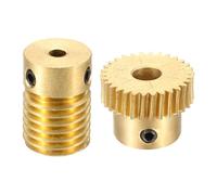sourcing map Worm Gear Set 30T 0.5 Module 1:30 Reduction Rate, Right Rotation Drive Gear Box Wheel Reduce Transmission Part (Brass Gear-5mm Bore, Brass Rod 3mm Bore)