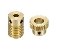sourcing map Worm Gear Set 30T 0.5 Module 1:30 Reduction Rate, Right Rotation Drive Gear Box Wheel Reduce Transmission Part (Brass Gear-8mm Bore, Brass Rod 4mm Bore)