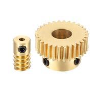 sourcing map Worm Gear Set 30T 0.5 Module 1:30 Reduction Rate, Right Rotation Drive Gear Box Wheel Reduce Transmission Part (Brass Gear-6mm Bore, Brass Rod 2mm Bore)