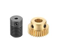 sourcing map Worm Gear Set 30T 0.5 Module 1:30 Reduction Rate, Right Rotation Drive Gear Box Wheel Reduce Transmission Part (Brass Gear-6mm Bore, 1045 Steel Rod 3mm Bore)