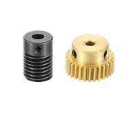 sourcing map Worm Gear Set 30T 0.5 Module 1:30 Reduction Rate, Right Rotation Drive Gear Box Wheel Reduce Transmission Part (Brass Gear-3mm Bore, 1045 Steel Rod 5mm Bore)