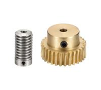sourcing map Worm Gear Set 30T 0.8 Module 1:30 Reduction Rate, Right Rotation Drive Gear Box Wheel Reduce Transmission Part (Brass Gear-4mm Bore, 1045 Steel Rod 5mm Bore)