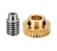 sourcing map Worm Gear Set 30T 1 Module 30:1 Reduction Rate, Right Rotation Drive Gear Box Wheel Reduce Transmission Part (Brass Gear-12mm Bore, #45 Steel Rod 5mm Bore)