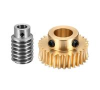 sourcing map Worm Gear Set 30T 1 Module 30:1 Reduction Rate, Right Rotation Drive Gear Box Wheel Reduce Transmission Part (Brass Gear-12mm Bore, #45 Steel Rod 8mm Bore)