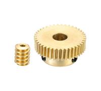 sourcing map Worm Gear Set 40T 0.5 Module 1:40 Reduction Rate, Right Rotation Drive Gear Box Wheel Reduce Transmission Part (Brass Gear-6mm Bore, Brass Rod 1.98mm Bore)