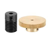 sourcing map Worm Gear Set 60T 0.5 Module 60:1 Reduction Rate, Right Rotation Drive Gear Box Wheel Reduce Transmission Part (Brass Gear-3mm Bore, #45 Steel Rod 4mm Bore)